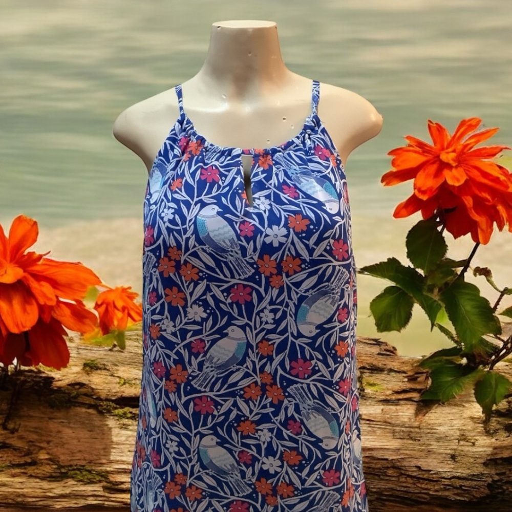 Old Navy Maxi Dress-Size XS- Long Floral & Birds-Blue